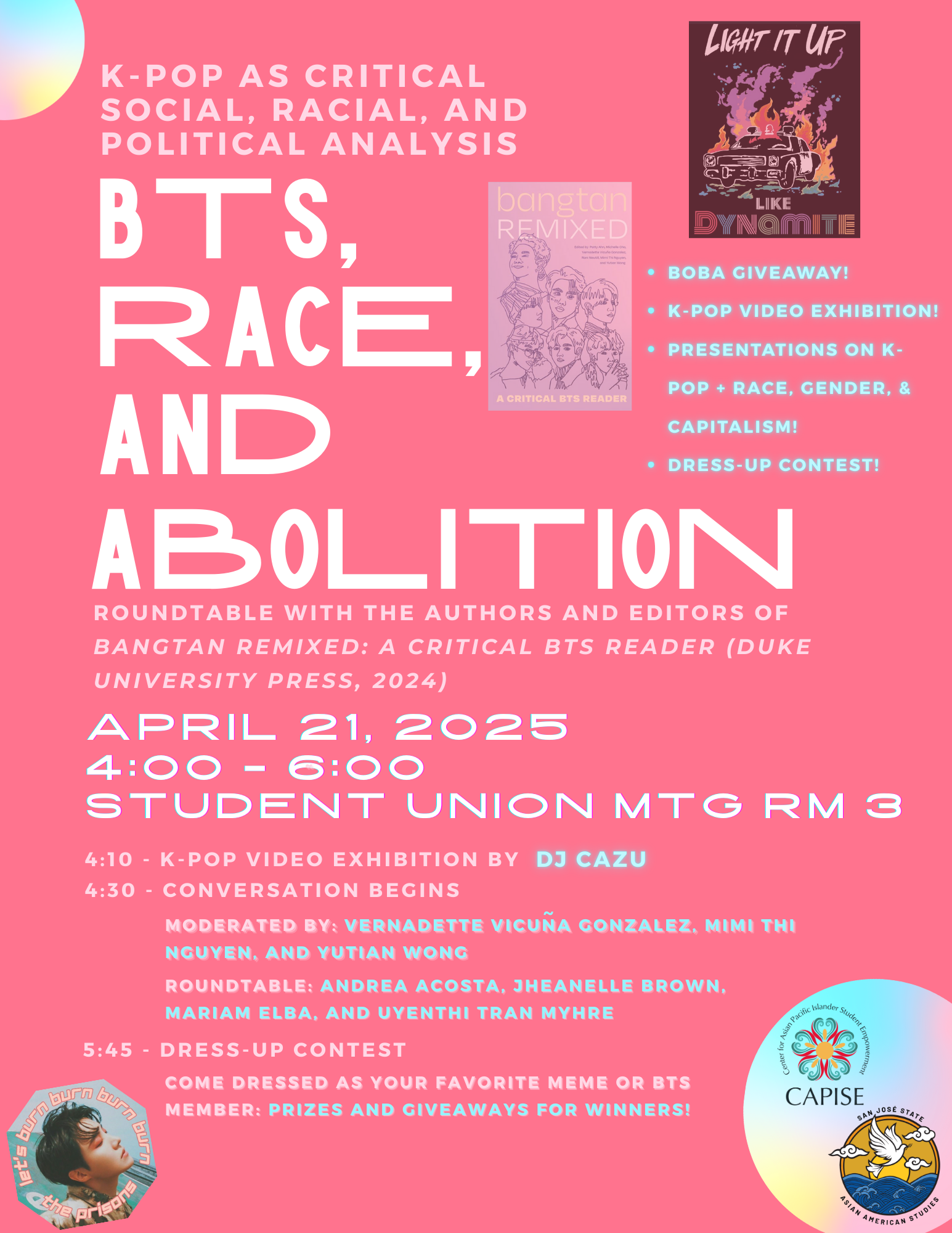 Pink flyer with event information