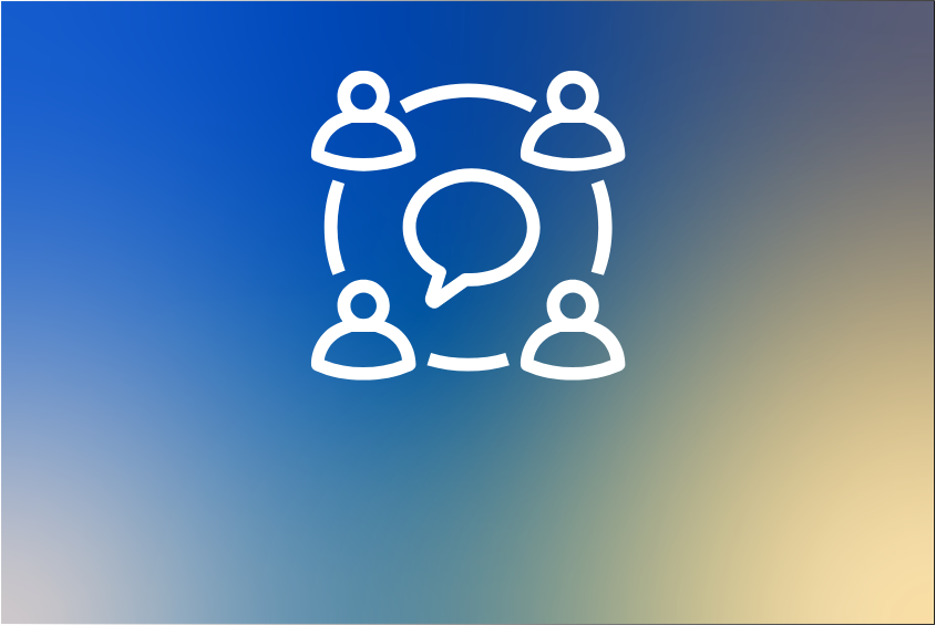 Icon graphic of people in a meeting.