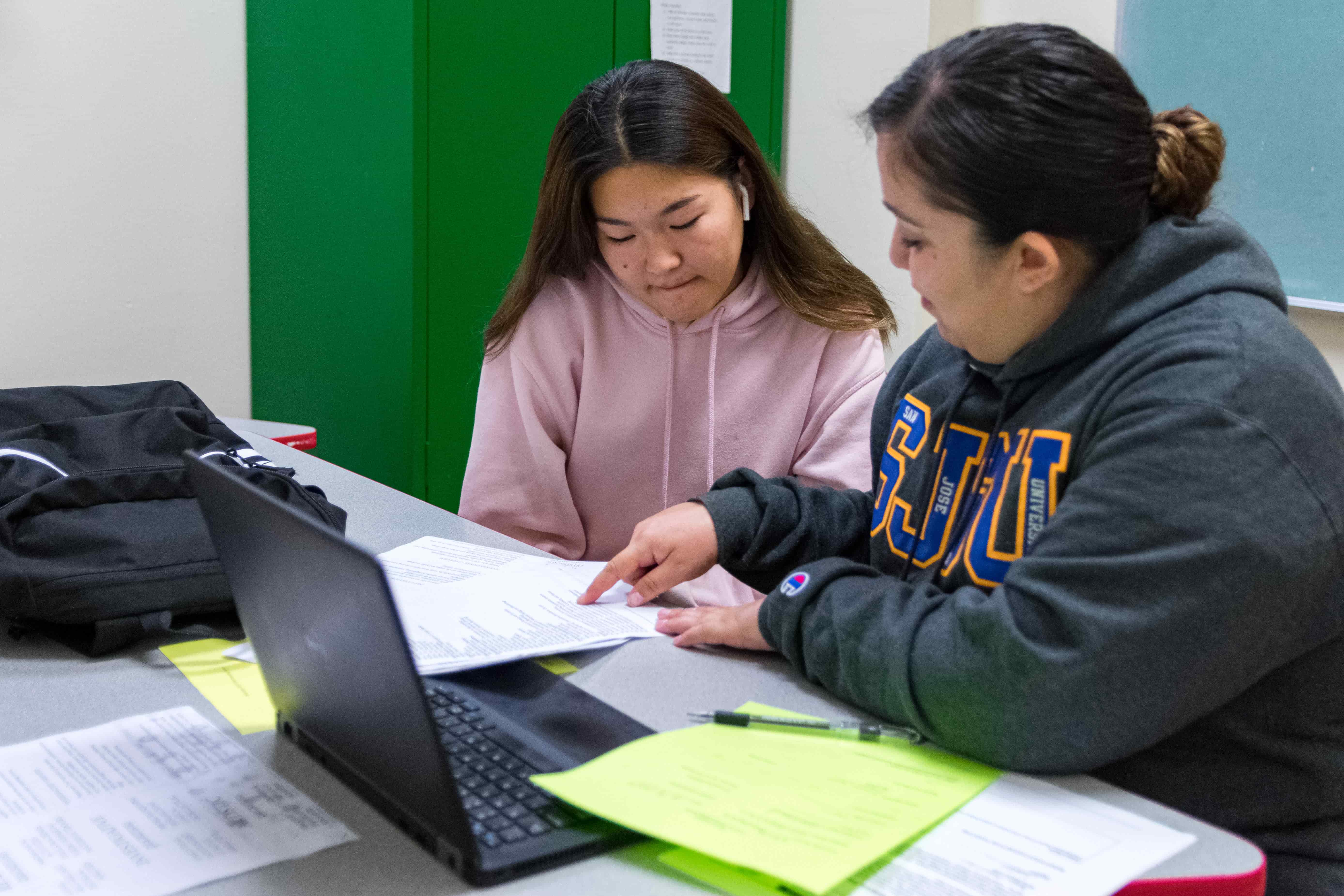 two students in counseling