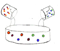 Symbolic drawing of chemical equation