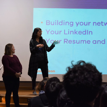 Two People giving presentation