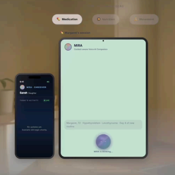 Tablet with Mira app