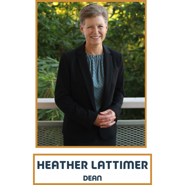 Photo of dean heather lattimer with header text