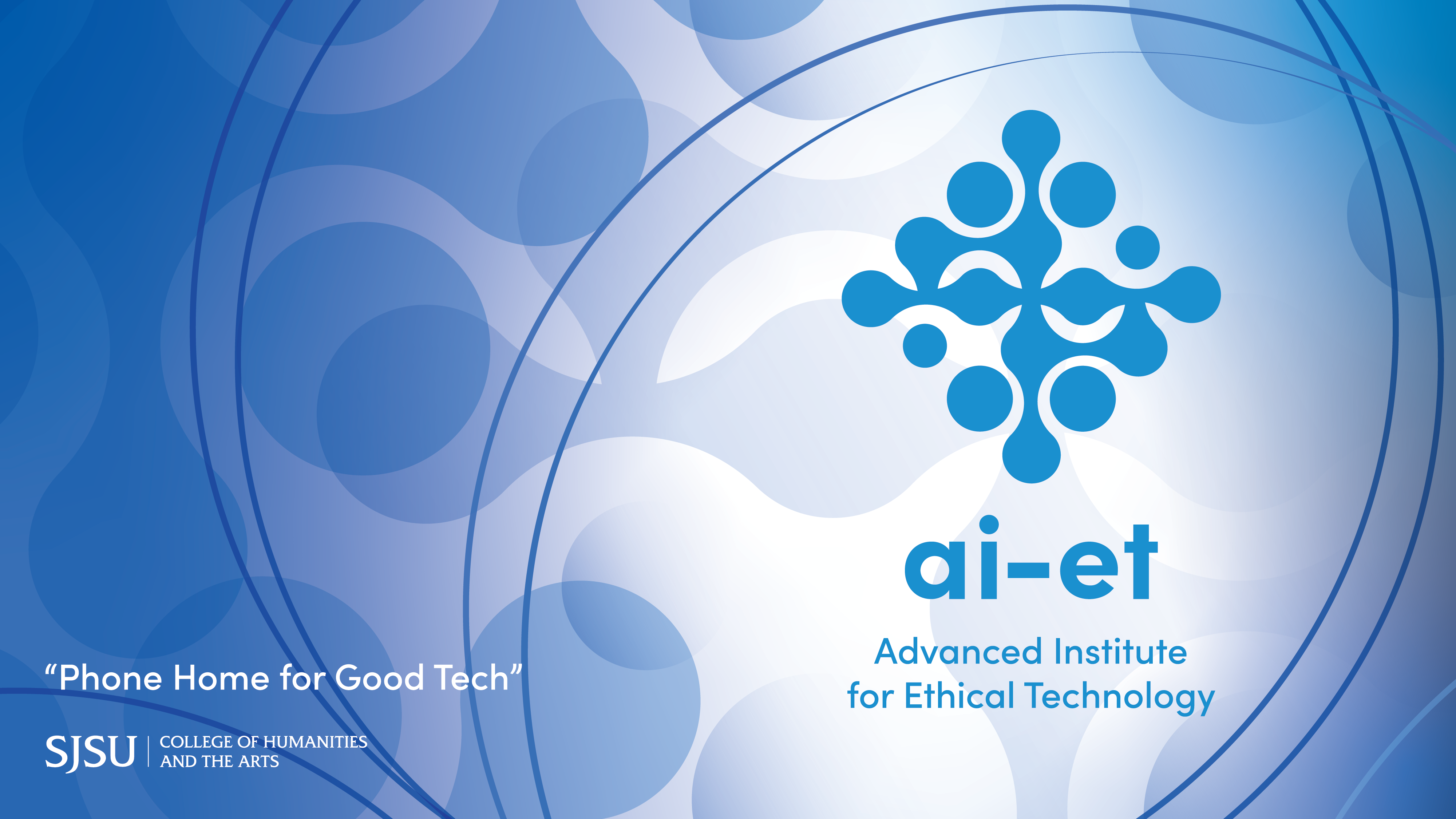 Logo for Advanced Institute for Ethical Technology, "Phone Home for Good Tech" Mottto