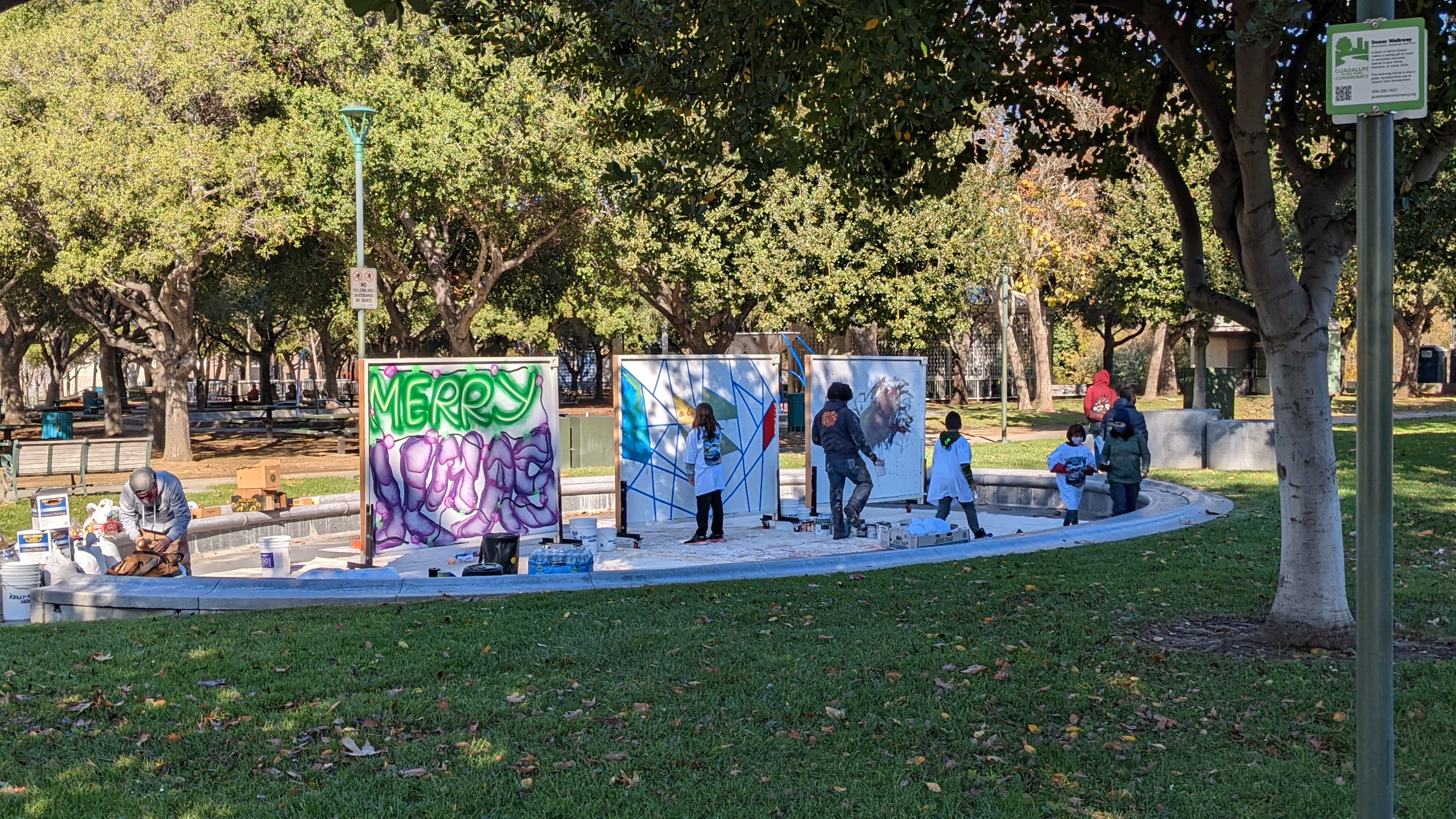 green grass mural boards kids.