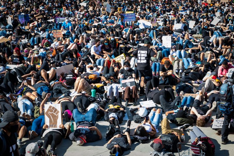 Protesters participating in NAACP Die-In 