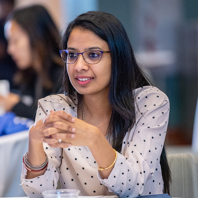 Female student listening to lecture