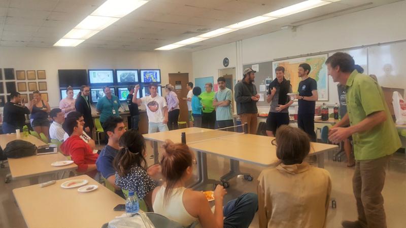 Meteorology students, faculty, and staff at the Welcome Back Fall Kickoff