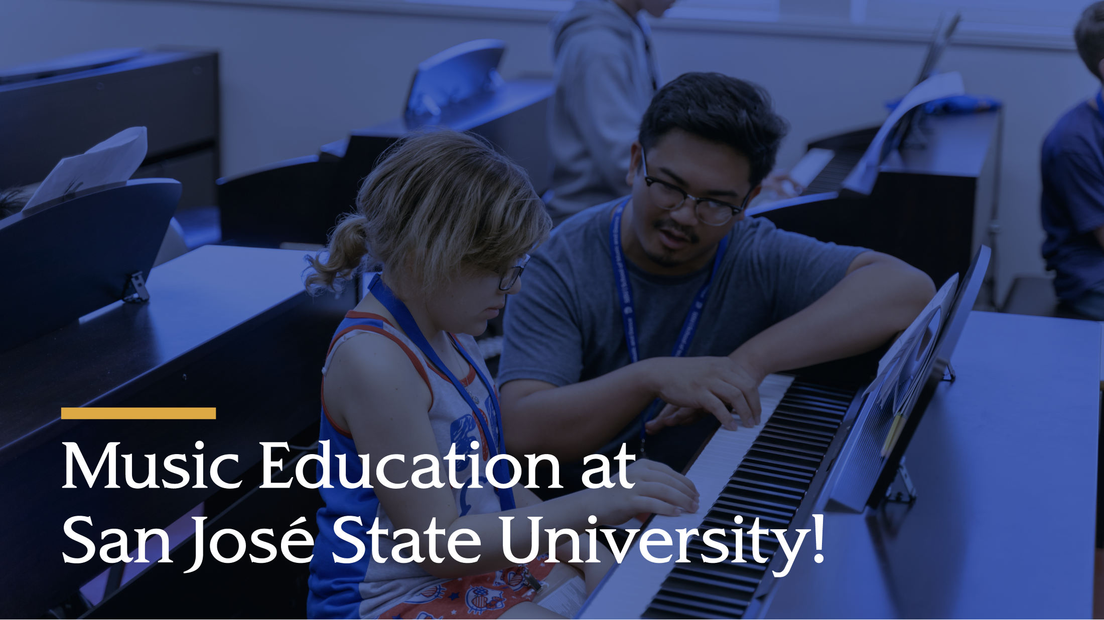 A teacher teaches a young student how to play the keyboard.