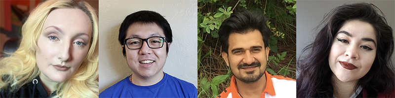 Headshots of Sidney Johnson, Tommy Chin, Shivam Kamboj, and Autumn Galinski