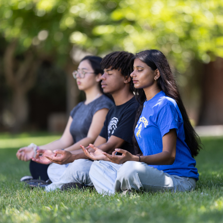 students in meditation